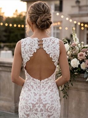 ✨ ONE-OF-A-KIND ARTISAN PIECE ✨ Archive Custom Crystal-Back Crochet Lace Dress